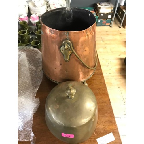 676 - COPPER & BRASS DUTCH ASH BUCKET