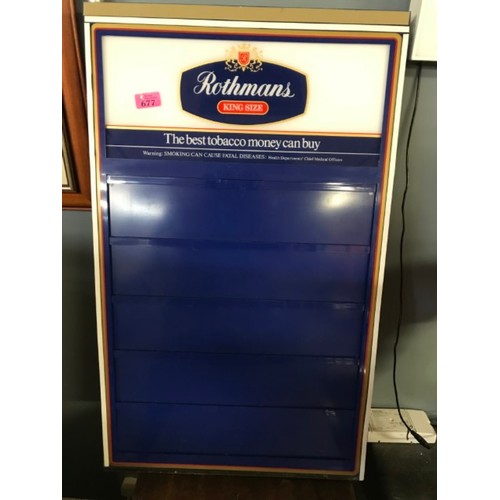 677 - LARGE ROTHMANS ACRYLIC ILLUMINATED ADVERTISING SIGN - 48CMS X 78CMS - COLLECTIOJN ONLY OR ARRANGE OW... 