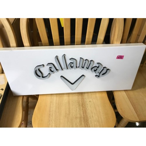 678 - ILLUMINATED ACRYLIC CALLAWAY ADVERTISING SIGN - 75CMS X 30CMS