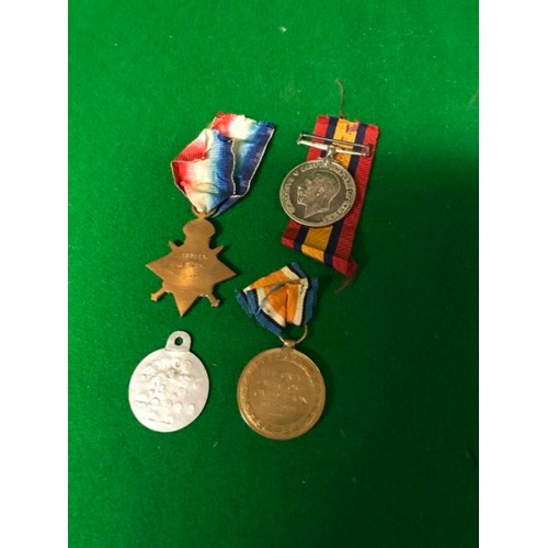 684 - 3 X MEDALS FROM WW1 & DOG TAG - ALL TO PRT J FINCH