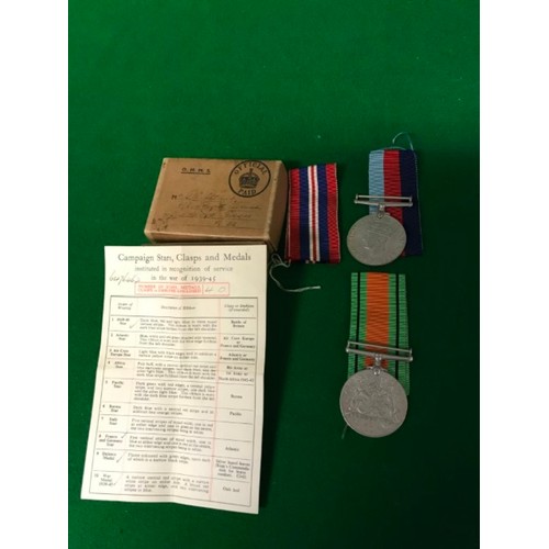 688 - 2 X WW11 MEDALS WITH ORIGINAL BOX & PAPERWORK