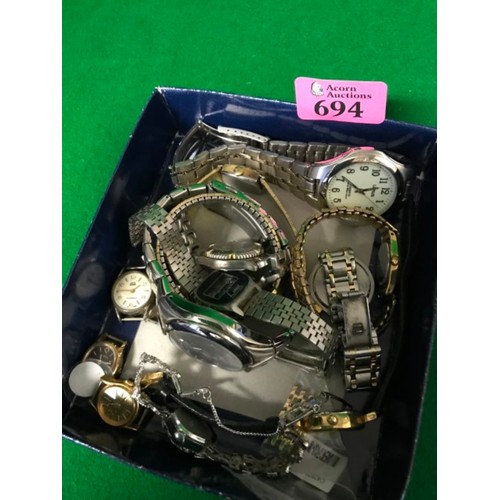 694 - QTY OF MIXED LADIES & GENTS WATCHES - WATCHES & CLOCKS ARE NOT TESTED