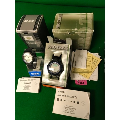 704 - 2 X BOXED CASIO WATCHES - WATCHES & CLOCKS ARE NOT TESTED