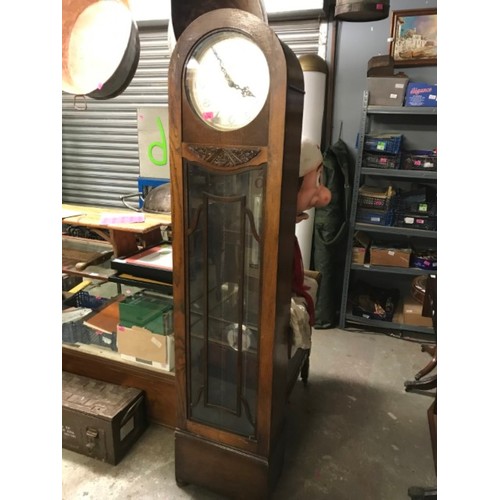 570 - LOVELY WOODEN CASED VINTAGE GRANDMOTHER CLOCK - 40CMS W X 186CMS H - CLOCKS AND WATCHES ARE NOT TEST... 