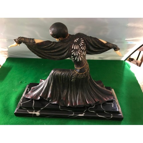 788 - LARGE RESIN FIGURE OF AN EASTERN DANCER ON A BASE - 30CMS X 38CMS