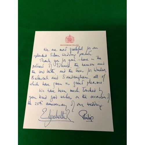51 - SIGNED THANK YOU NOTE FROM BUCKINGHAM PALACE