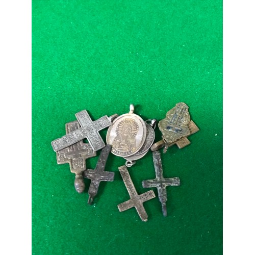 53 - 10 X ASSORTED VERY EARLY CROSSES, RUSSIAN ORTHODOX MEDALS ETC ETC