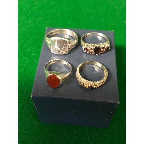 66 - 3 X HALLMARKED SILVER RINGS & 1 X RING MARKED 10K