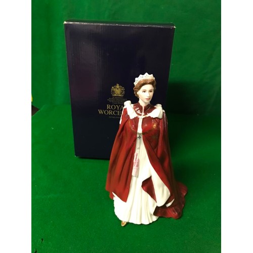 75 - BOXED ROYAL WORCESTER 2006 QUEENS BIRTHDAY FIGURE - 24CMS H