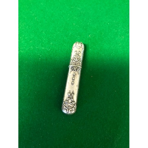 97 - LOVELY SILVER PLATE NEEDLE CASE - 9CMS LONG