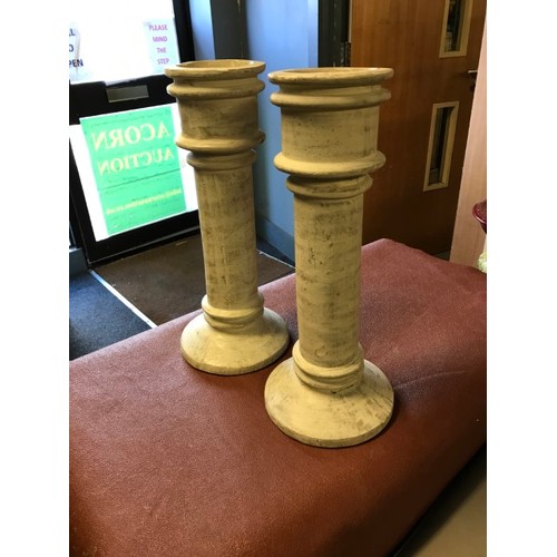 109 - PAIR OF FLOOR STANDING CERAMIC CANDLE HOLDERS  - 50CMS - COLLECTION ONLY OR ARRANGE OWN COURIER