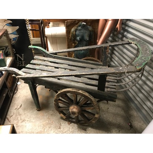 129 - VINTAGE WOODEN FLOWER CART - AMAZING IN THE GARDEN WITH FLOWERS - 160CMS LONG X 80CMS W X 90CMS H - ... 
