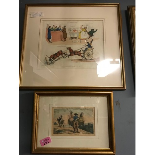 131 - 2 X FRAMED & GLAZED EARLY COMICAL COLOURED LITHOGRAPHS