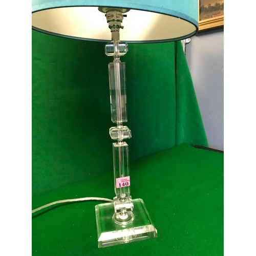 140 - NICE GLASS LAMP BASE WITH SHADE - TO TOP OF SHADE 63CMS - ELECTRICAL ITEMS SHOULD BE CHECKED BY A QU... 