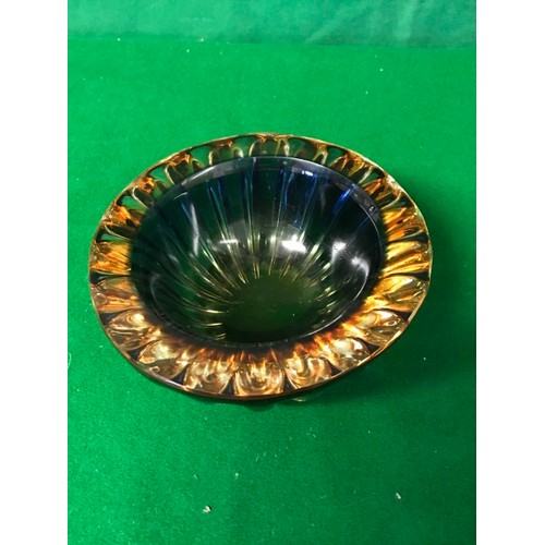 208 - LOVELY MULTICOLOURED GLASS BOWL - 16CMS DIAM X 7CMS H