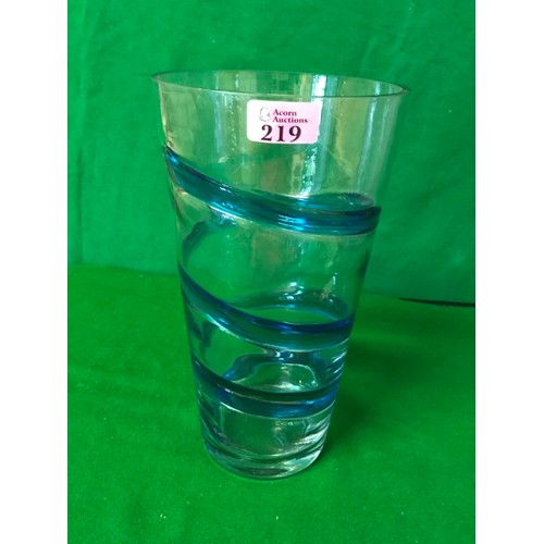 219 - BEAUTIFUL SWIRL GLASS VASE - 30CMS H