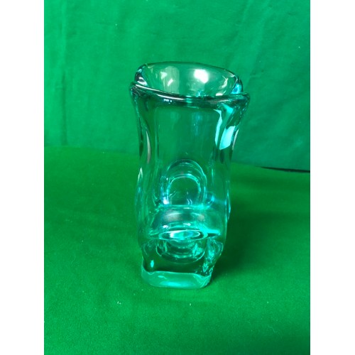 221 - BEAUTIFUL GREEN GLASS VASE - 26CMS H