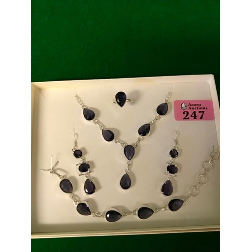 247 - BOXED 925 SILVER AMETHYST SET