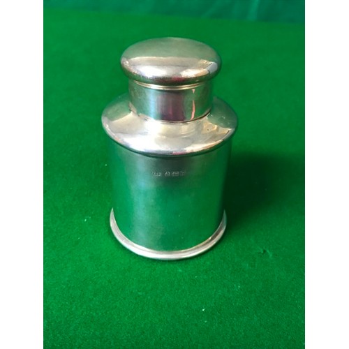 257 - LOVELY SILVER HALLMARKED LIDDED CANNISTER - WEIGHT APPROX 100 GRMS - 10CMS H