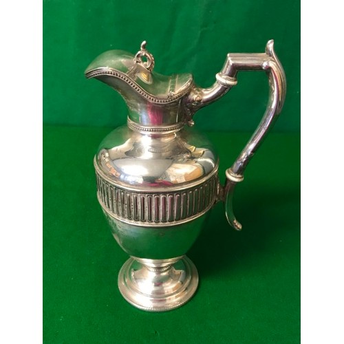 258 - BEAUTIFUL SILVER PLATE CLARET JUG - 28CMS H