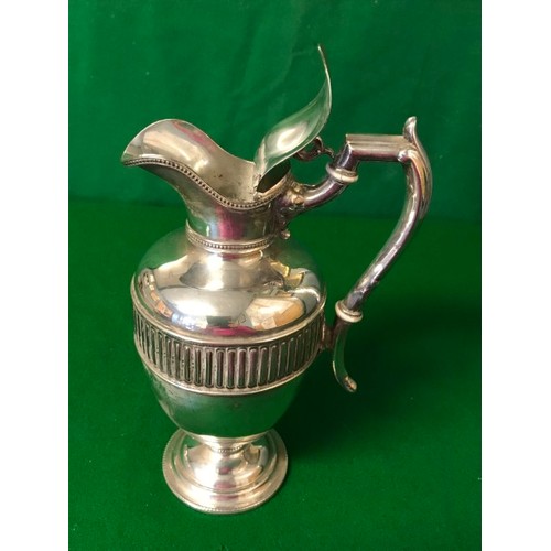 258 - BEAUTIFUL SILVER PLATE CLARET JUG - 28CMS H