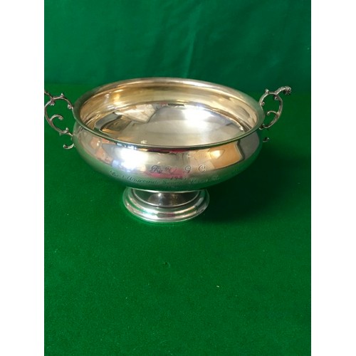 259 - LOVELY SILVER HALLMARKED TROPHY - AWARDED 1925 - WEIGHT APPROX 380 GRMS - 10CMS H X 18CMS DIAM