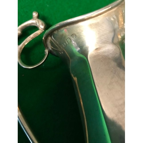 268 - LOVELY SILVER HALLMARKED PRETTY JUG WITH DECORATIVE SHAPED HANDLE - WEIGHT APPROX 170 GRMS - HEIGHT ... 