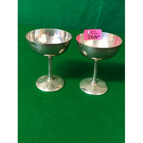 268A - PAIR OF SILVER HALLMARKED GOBLETS - WEIGHT APPROX 215 GRMS - HEIGHT 11CMS