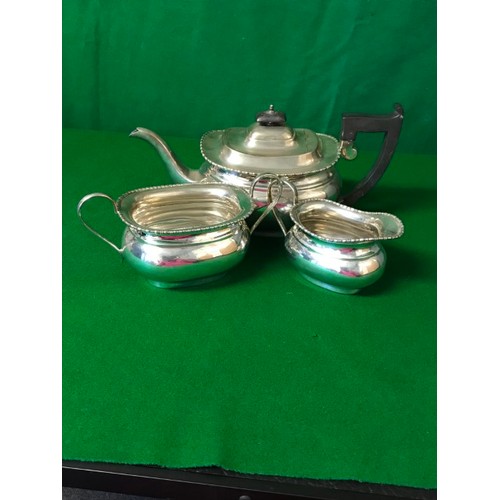 271 - 3 X PEICE SILVER HALLMARKED TEASET - MAKERS MARK EV - WEIGHT APPROX 1200 GRMS