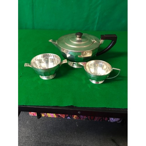 272 - 3 X PEICE LOVELY SILVER HALLMARKED TEASET - WEIGHT APPROX 900 GRMS - HANDLES ALL DIFFERENT