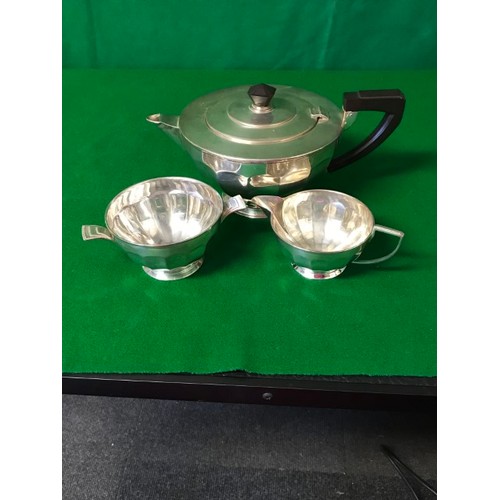 272 - 3 X PEICE LOVELY SILVER HALLMARKED TEASET - WEIGHT APPROX 900 GRMS - HANDLES ALL DIFFERENT