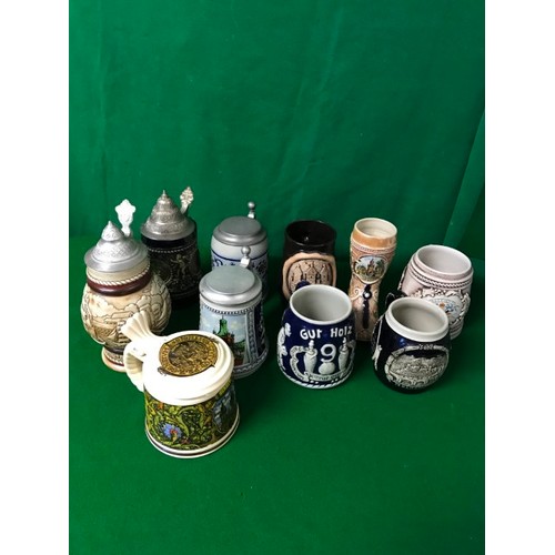 337 - 10 X ASSORTED STEINS / BEER MUGS