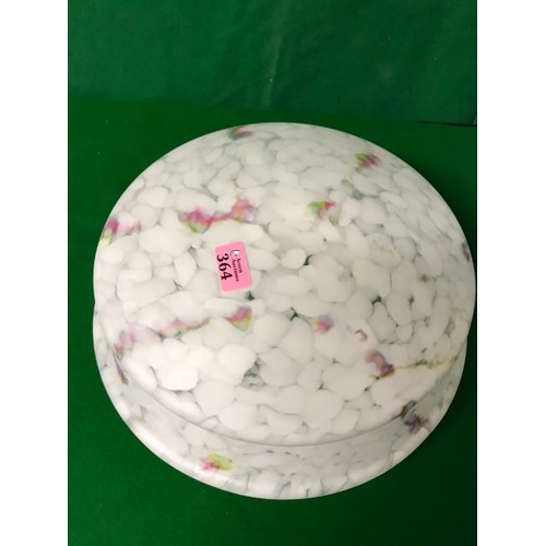 364 - LOVELY LARGE MOTTLED GLASS VINTAGE BUG CATCHER CEILING SHADE - 36CMS DIAM X 16CMS H