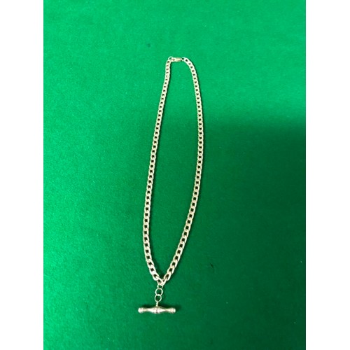 369 - 9CT GOLD CHAIN WITH T BAR - APPROX 44CMS LENGTH - 10.6GRMS APPROX