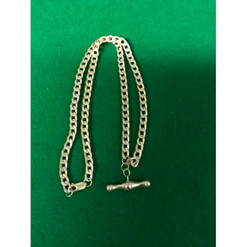 369 - 9CT GOLD CHAIN WITH T BAR - APPROX 44CMS LENGTH - 10.6GRMS APPROX