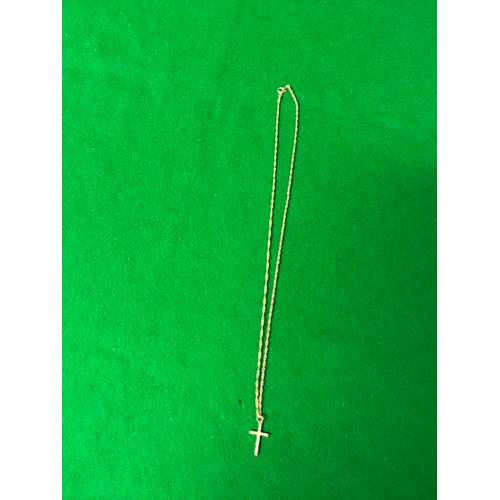 377 - 9CT GOLD CROSS & CHAIN - LENGTH 52CMS - APPROX 2.3GRMS