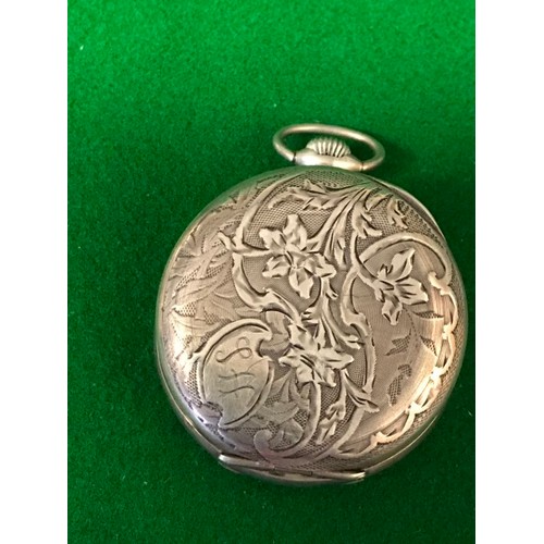 402 - LOVELY FRENCH SILVER FULL HUNTER POCKET WATCH - CLOCKS & WATCHES ARE NOT TESTED