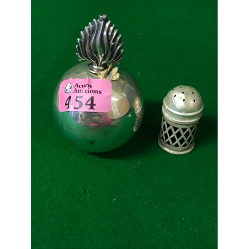 454 - SILVER HALLMARKED WEIGHTED SCRAP ITEM A/F & SILVER CRUET