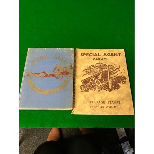 615 - 2 X VINTAGE STAMP ALBUMS WITH SOME STAMPS