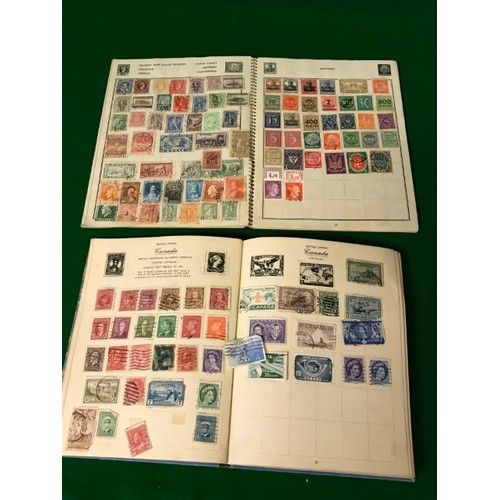 615 - 2 X VINTAGE STAMP ALBUMS WITH SOME STAMPS