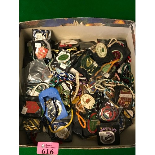 616 - LARGE QTY OF HORSE RACING VIP ENCLOSURE HORSE RACING BADGES FROM THE 80s & 90s