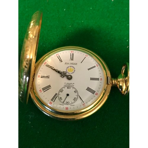 644 - LOVELY JEANNE PIERRE HALF HUNTER POCKET WATCH - CLOCKS AND WATCHES ARE NOT TESTED