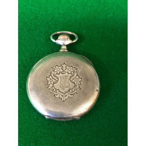 655 - SILVER OMEGA POCKET WATCH WITH A/F HANDS - CLOCKS AND WATCHES ARE NOT TESTED