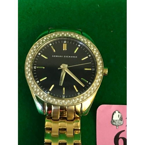 698 - LOVELY ARMANI EXCHANGE CRYSTAL BEZEL WATCH - WATCHES & CLOCKS ARE NOT TESTED