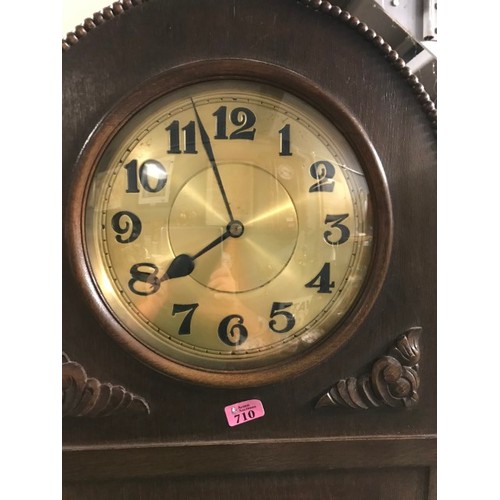 710 - VINTAGE GRANDFATHER CLOCK WITH BRASS FACE - 190CMS H - CLOCKS AND WATCHES ARE NOT TESTED - COLLECTIO... 