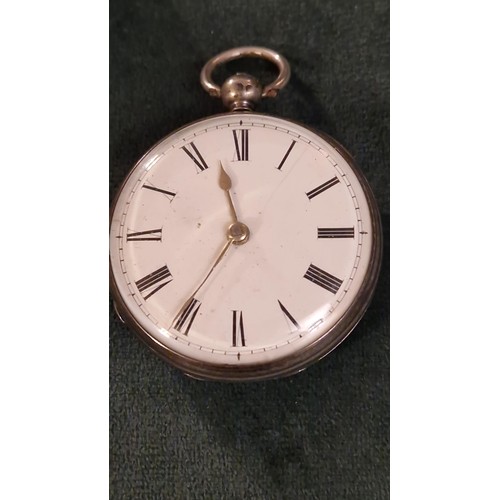 84 - LOVELY HALLMARKED SILVER FULL HUNTER POCKET WATCH WITH ENAMEL FACE - WATCHES & CLOCKS ARE NOT TESTED