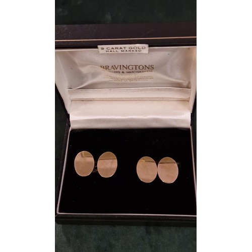91 - PAIR OF LOVELY STYLISH 9CT GOLD CUFFLINKS - WEIGHT 9.3 GRMS