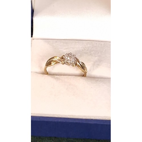 104 - PRETTY 9CT GOLD RING SET DIAMOND - WEIGHT OVERALL 1.5 GRMS