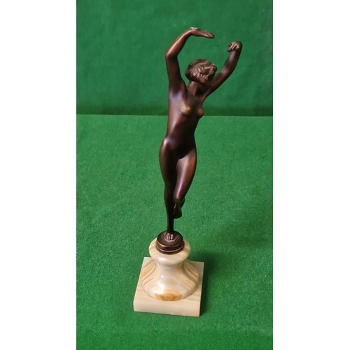81 - LOVELY BRONZE RISQUE FIGURE - SIGNED - STANDS 24CMS