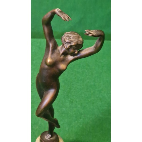 81 - LOVELY BRONZE RISQUE FIGURE - SIGNED - STANDS 24CMS